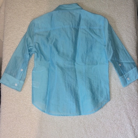 sale DKNY light blue 3/4 Slv buttondown sz2 - Picture 4 of 6